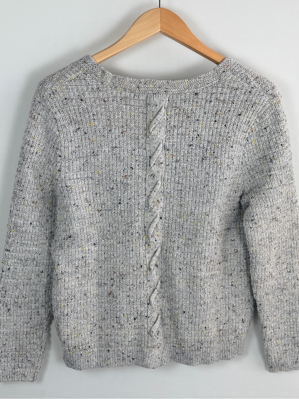 Universal Thread Gray Speckled Sweater Cable Back Cotton Blend Medium
